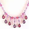SJ50 Swarovski pink/purple crystal/rhinestone drop necklace